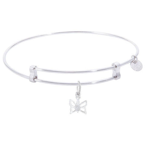 Sterling Silver Confident Bangle Bracelet With Butterfly Charm