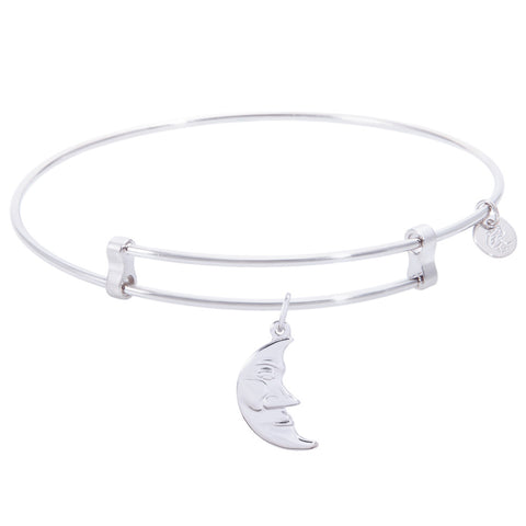 Sterling Silver Confident Bangle Bracelet With Halfmoon Charm