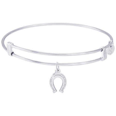 Sterling Silver Noble Bangle Bracelet Horseshoe Charm