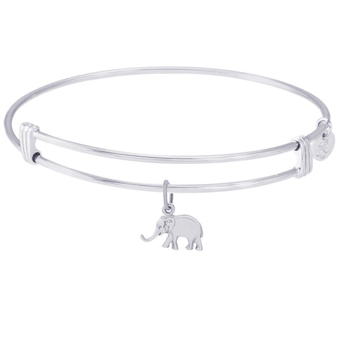 Sterling Silver Noble Bangle Bracelet Elephant Charm