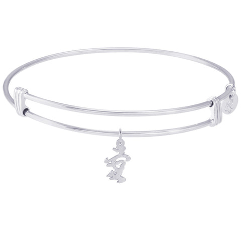 Sterling Silver Noble Bangle Bracelet Love Symbol Charm