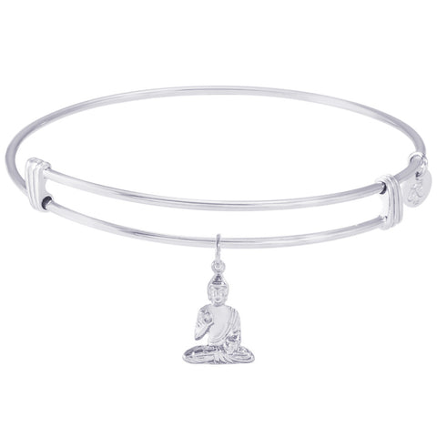 Sterling Silver Noble Bangle Bracelet Buddha Charm