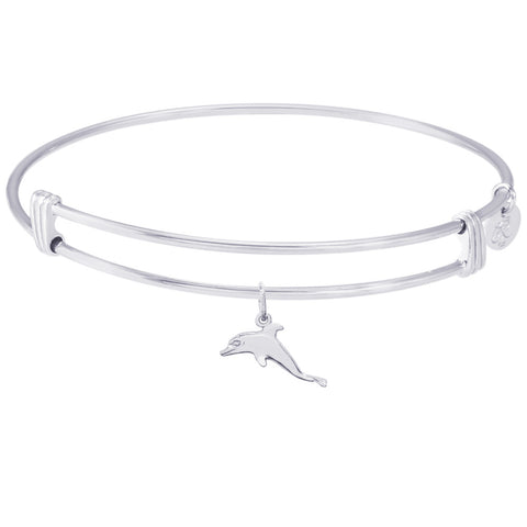 Sterling Silver Noble Bangle Bracelet Dolphin Charm