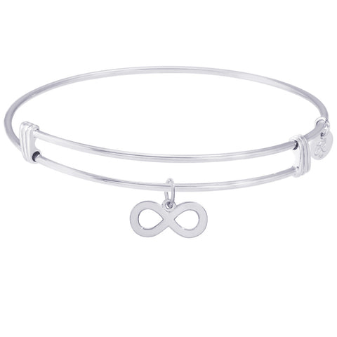 Sterling Silver Noble Bangle Bracelet Infinity Charm