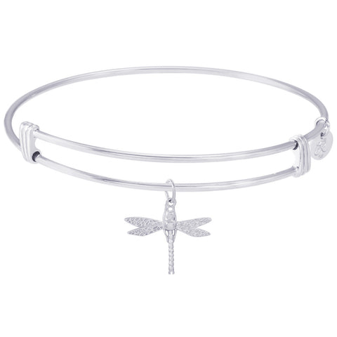 Sterling Silver Noble Bangle Bracelet Dragonfly Charm