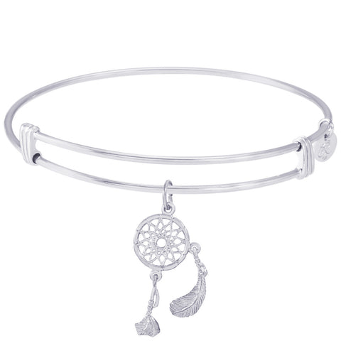 Sterling Silver Noble Bangle Bracelet Dreamcatcher Charm