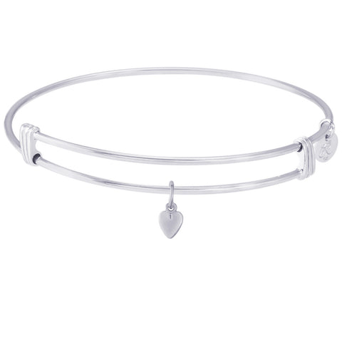 Sterling Silver Noble Bangle Bracelet Heart Charm