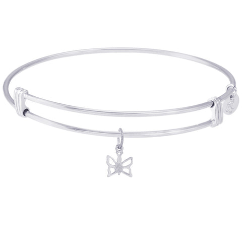 Sterling Silver Noble Bangle Bracelet Butterfly Charm