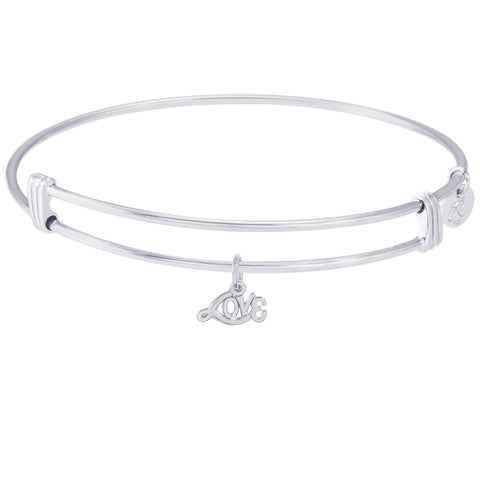 Sterling Silver Noble Bangle Bracelet Love Charm