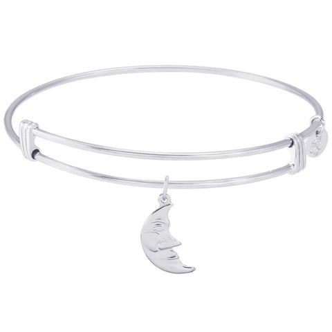 Sterling Silver Noble Bangle Bracelet Halfmoon Charm