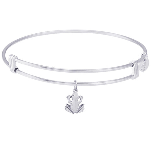 Sterling Silver Noble Bangle Bracelet Frog Charm