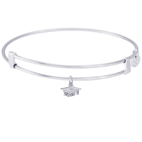 Sterling Silver Noble Bangle Bracelet Grad Cap 2015 Charm