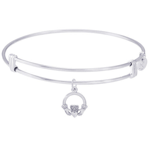 Sterling Silver Noble Bangle Bracelet Claddagh Charm