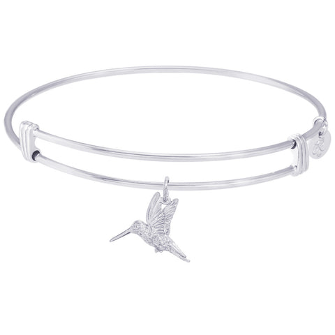 Sterling Silver Noble Bangle Bracelet Hummingbird Charm