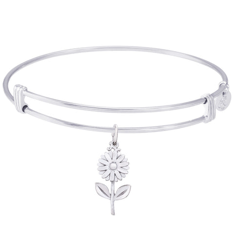 Sterling Silver Noble Bangle Bracelet Daisy Charm