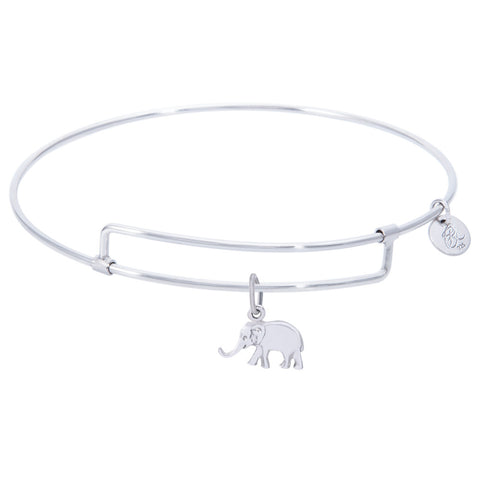 Sterling Silver Pure Bangle Bracelet With Elephant Charm