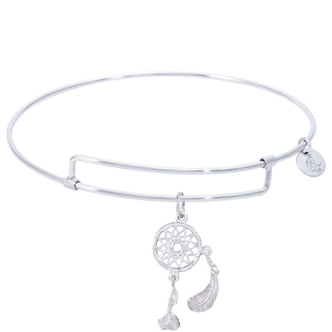 Sterling Silver Pure Bangle Bracelet With Dreamcatcher Charm