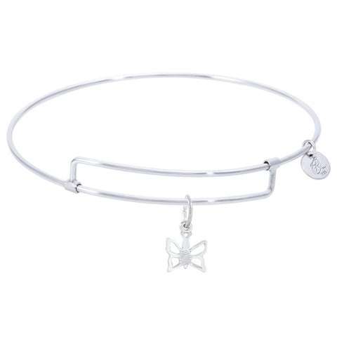 Sterling Silver Pure Bangle Bracelet With Butterfly Charm