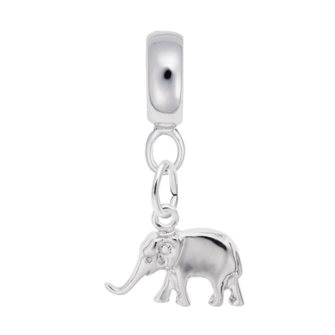 Elephant Charm Dangle Bead In Sterling Silver