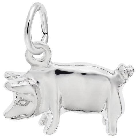 Pig Charm In 14K White Gold