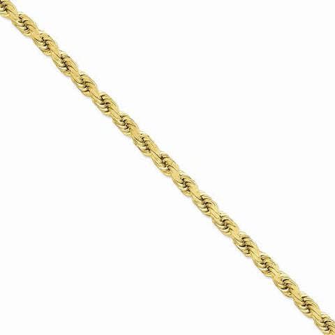 14K Yellow Gold Diamond-Cut Rope Chain Anklet