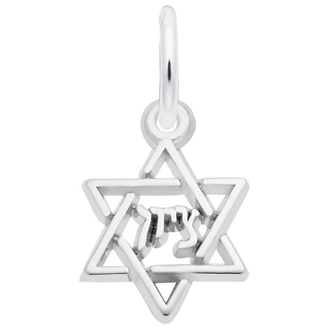 Star Of David Charm In 14K White Gold