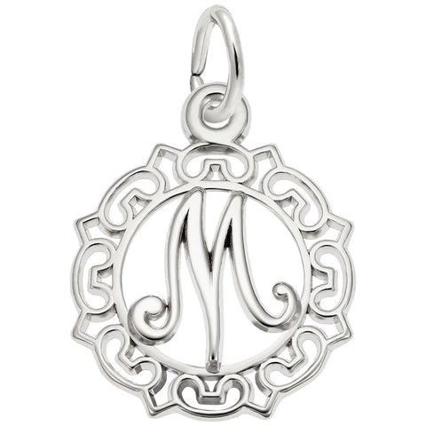 Initial M Charm In Sterling Silver