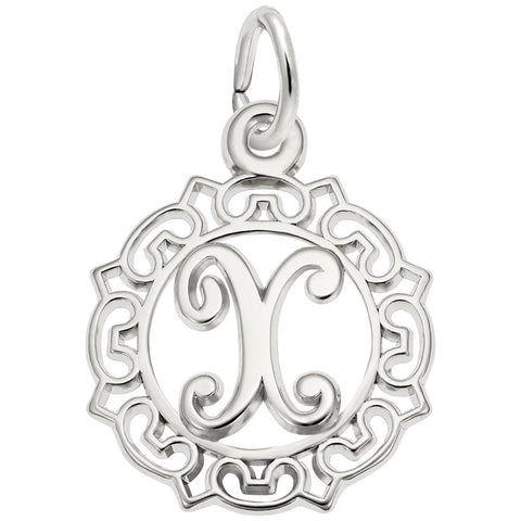 Initial X Charm In Sterling Silver