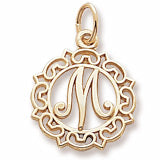 Initial M charm in 14K Yellow Gold