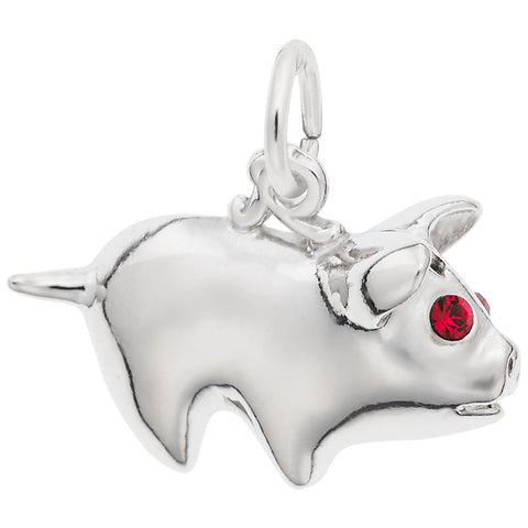 Piggy Bank Charm In 14K White Gold