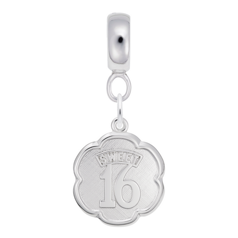 Sweet 16 Charm Dangle Bead In Sterling Silver