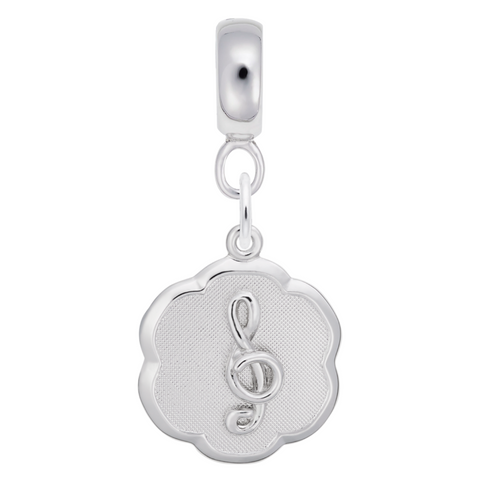 Treble Clef Charm Dangle Bead In Sterling Silver