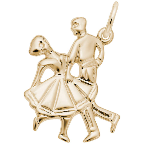 Square Dancers Charm in Yellow Gold Plated