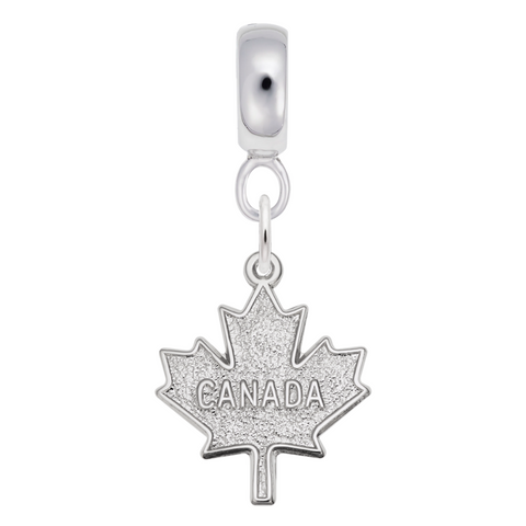 Maple Leaf, Canada Charm Dangle Bead In Sterling Silver