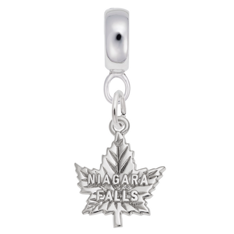 Niagara Falls Maple Leaf Charm Dangle Bead In Sterling Silver