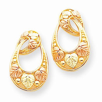 10k Tri-color Black Hills Gold Oval Earrings