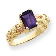 10k Tri-color Black Hills Gold Womens Amethyst Ring