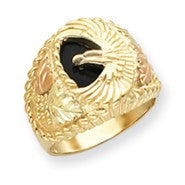 10k Tri-color Black Hills Gold Men's Onyx Ring