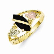 10k Black Hills Gold Marquis-shaped Onyx w/Wrap-around Vine Ring