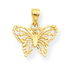 10k Yellow Gold Diamond-Cut Butterfly Charm hide-image