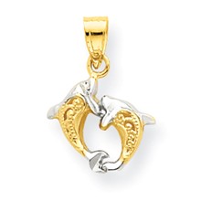 10k Yellow Gold & Rhodium Small Dolphin Charm hide-image