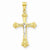 10k Yellow Gold & Rhodium Fleur de Lis Crucifix pendant, Exquisite Pendants for Necklace