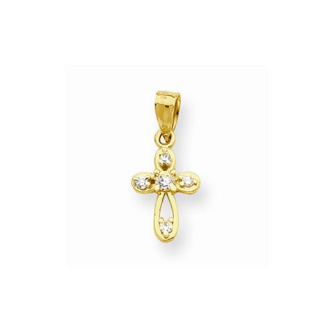 10k Yellow Gold Small CZ Cross pendant, Charm