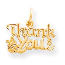 10k Yellow Gold Flowered Thank You Charm hide-image