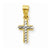 10k Yellow Gold & Rhodium Tiny Diamond-Cut Cross pendant, Lovely Pendants for Necklace