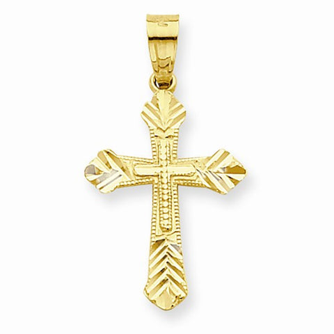 10k Yellow Gold Budded Cross pendant, Classy Pendants for Necklace