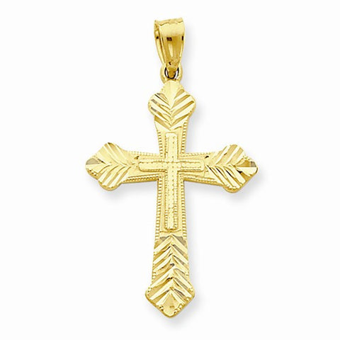 10k Yellow Gold Budded Cross pendant, Pendants for Necklace