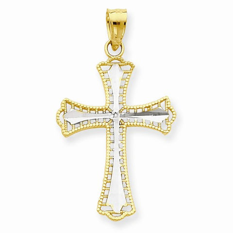 10k Yellow Gold & Rhodium Diamond-Cut Cross Pendant, Gorgeous Pendants for Necklace