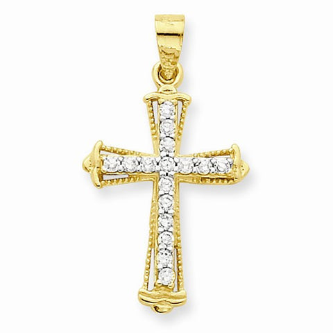 10k Yellow Gold CZ Cross Pendant, Charm