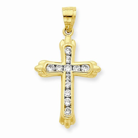 10k Yellow Gold CZ Cross pendant, Dazzling Pendants for Necklace